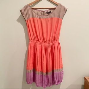 American Eagle Outfitters Color-Block Semi Sheer Pleated Open Back Dress Small S